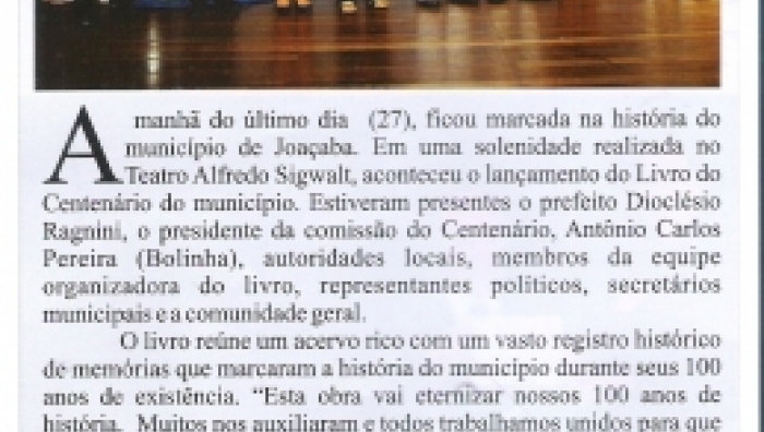 O Lançamento do Livro do Centenário de JOAÇABA